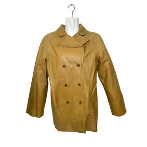 Women's Vintage Nazareno Gabrielli iClub Genuine Leather Jacket Tan Size 40